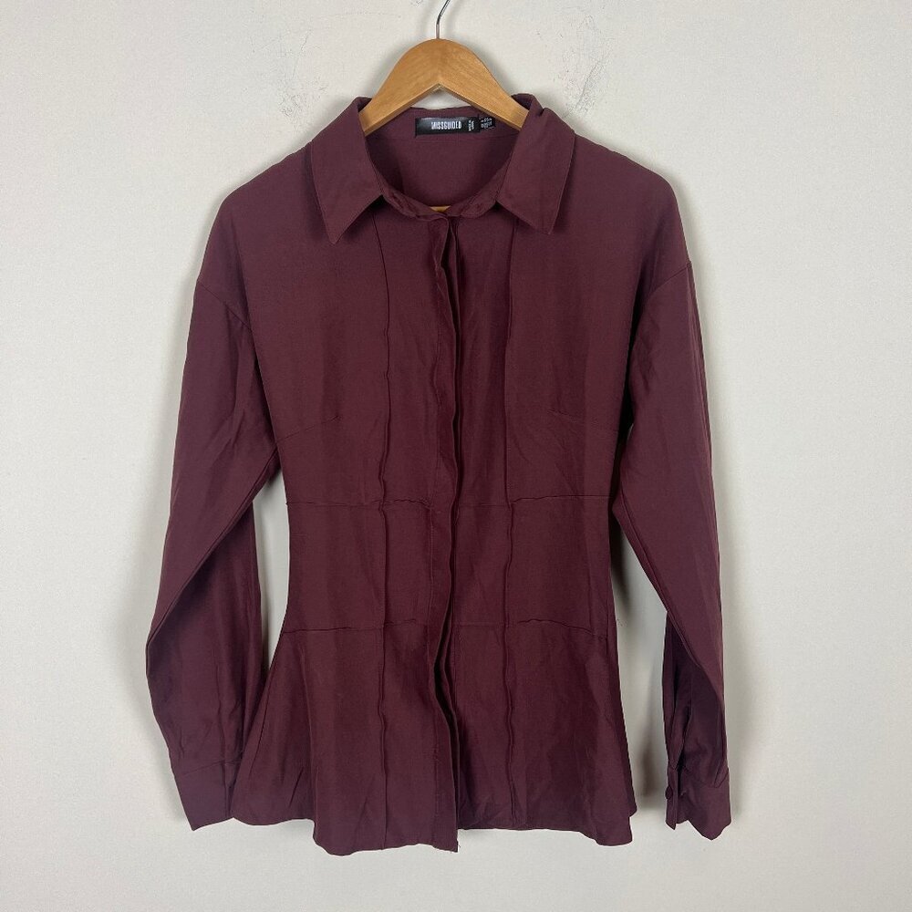 2/$20 Missguided Burgundy Button Down Top 0 - Picture 1 of 3